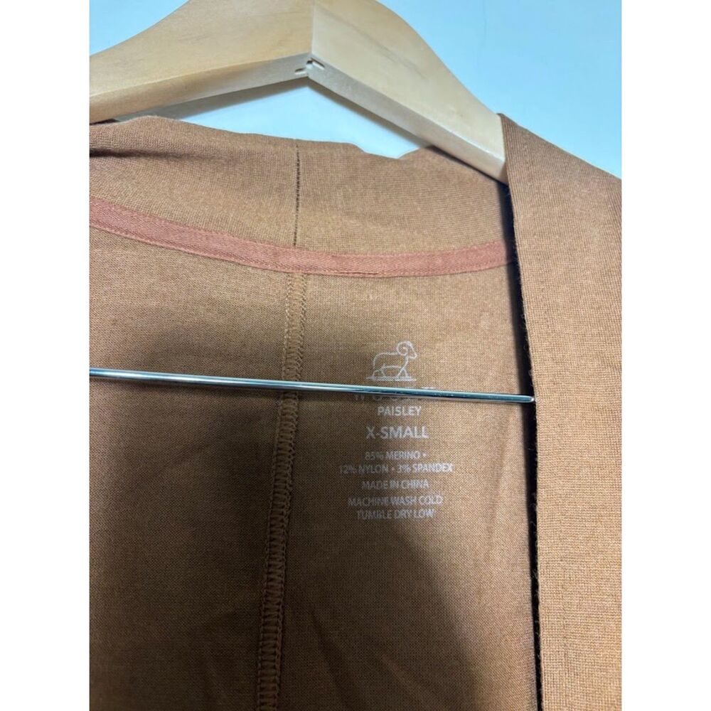 WoolX Paisley Cardigan Sweater Caramel XS Lightweight Merino Wool All Season - Picture 5 of 5